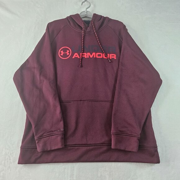 Under Armour Men's Size XL Hoodie Burgundy Coldgear Storm Loose Fit - Picture 3 of 15